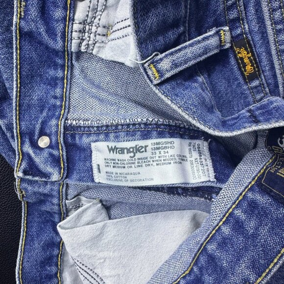 Wrangler George Strait Men's Jeans Blue Denim Straight Leg 13MGSHD Cowboy 33x34 - Picture 11 of 14